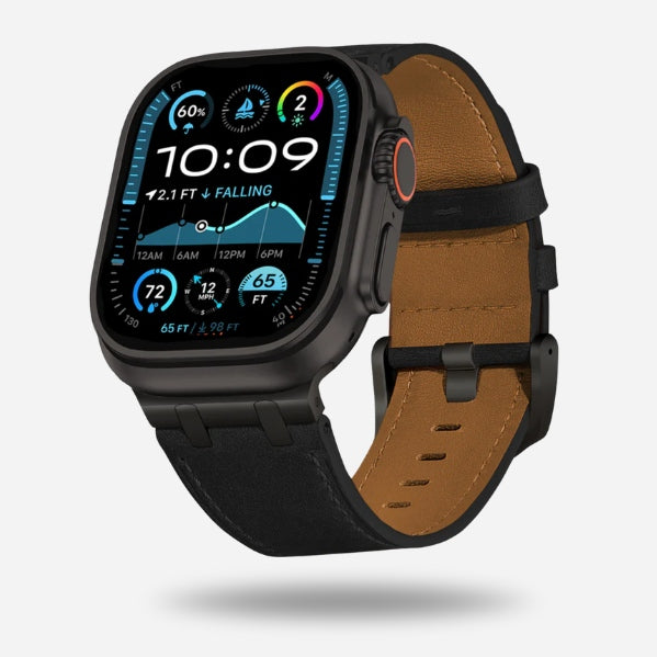Apple Watch Leather Band Black Titanium Clasp