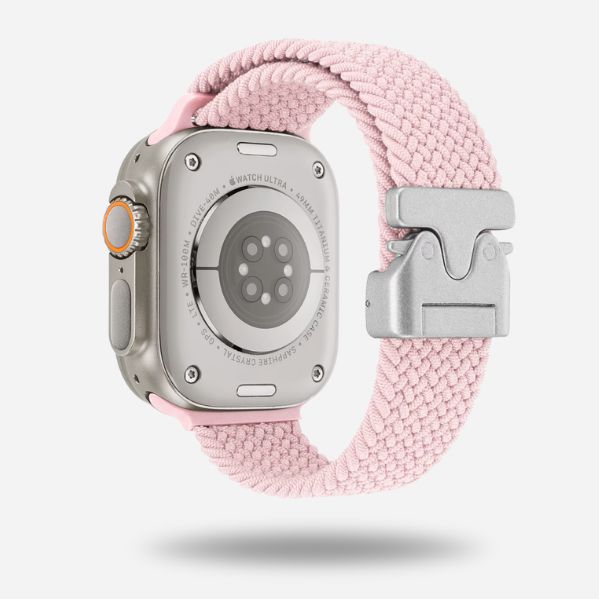 Apple Watch with pink woven strap & titanium clasp